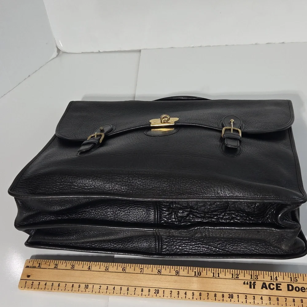 Vintage Chesneau Black Top Grain Leather Men's Briefcase